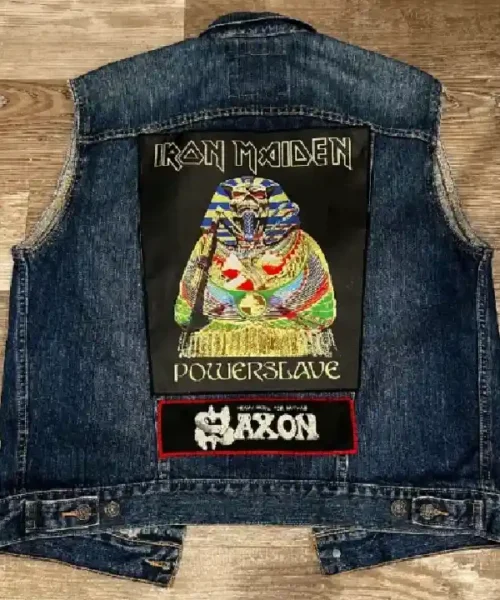 Old 80s Blue Denim Battle Vest backject