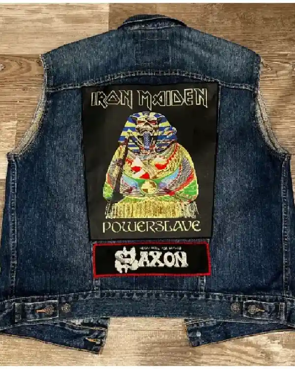 Old 80s Blue Denim Battle Vest backject