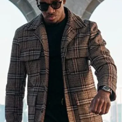 Shop Bugzy Malone Operation Fortune 2023 Ruse De Guerre Aaron Davis Plaid Coat Sale