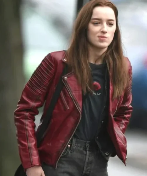 Phoebe Dynevor Bank Of Dave Red Jacket