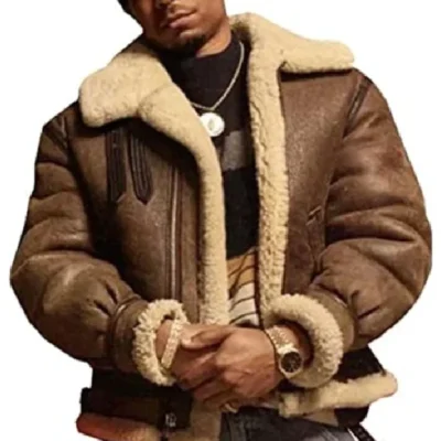 Power Book III Raising Kanan Lou Lou Brown Shearling Jacket