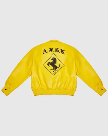 Shop Doncare AFGK Racing Ferrari Black Leather Jacket Sale