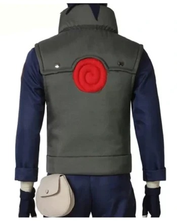 Shop Japanese TV Series Naruto Kakashi Hatake Uzumaki Logo Green Zip Up Stand Style Flak Vest Sale
