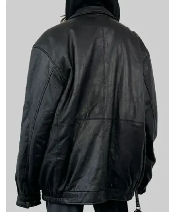 Joey King Black Oversized Leather Jacket - Image 2