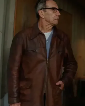 Jonathan Hyde The Brutalist Brown Leather Jacket - Image 2