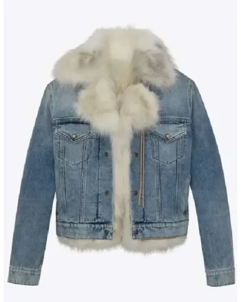 Shop Lisa Barlow Real Housewives of Salt Lake City Season 04 Tv Series 2024 Fur Denim Jacket Sale