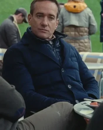 Shop Matthew Macfadyen Succession Season 4 Tom Wambsgans Navy Blue Quilted Jacket Sale