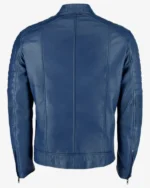 Shop Motorcycle Blue Cafe Racer Leather Jacket For Men’s And Women’s Sale back