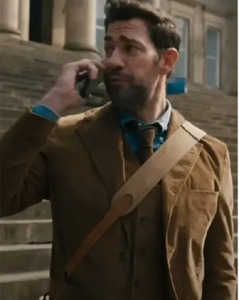 Shop Movie Fountain of Youth 2025 John Krasinski Brown Blazer Sale