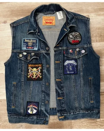 Shop Old 80s Blue Denim Battle Vest Sale