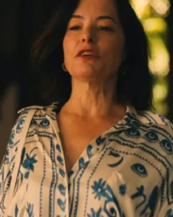 The White Lotus Parker Posey Printed Mini Shirt Dress - Image 2