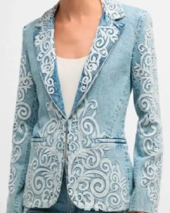 Shop Shanola Hampton TV Series Found Season 2 Gabi Mosely Embroidered Denim Blazer Sale