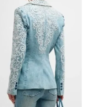 Shop Shanola Hampton TV Series Found Season 2 Gabi Mosely Embroidered Denim Blazer Sale back
