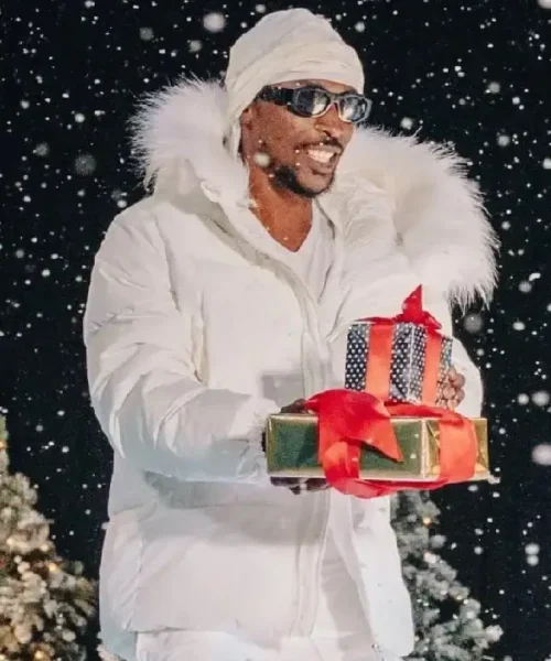 Shop Sidemen Christmas Drillings Ft. JME White Fur Hooded Puffer Jacket For Salew Project