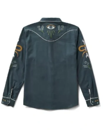 Shop The Phoenician Scheme 2025 Bill Murray Embroidered Western Long Sleeve Button-Up Shirt Sale back