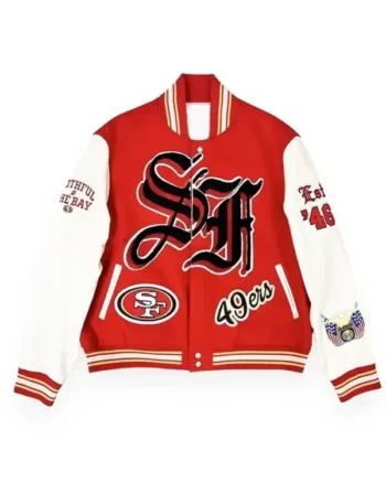 Summers San Francisco 49ers Red And Off White Varsity Jacket