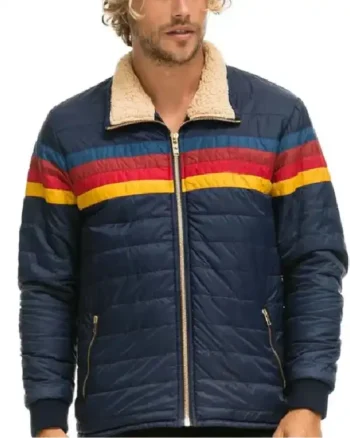 Superman and Lois Jonathan Kent Puffer Striped Sherpa Jacket