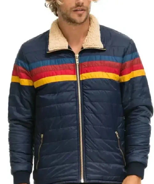 Superman and Lois Jonathan Kent Puffer Striped Sherpa Jacket