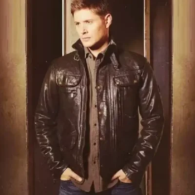 Buy Jensen Ackles Supernatural Dean Winchester Multi Pockets Brown Genuine Leather Jacket For Sale