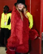 Taylor Swift Chiefs Game Red Fur Coat