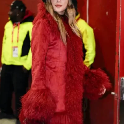 Taylor Swift Chiefs Game Red Fur Coat