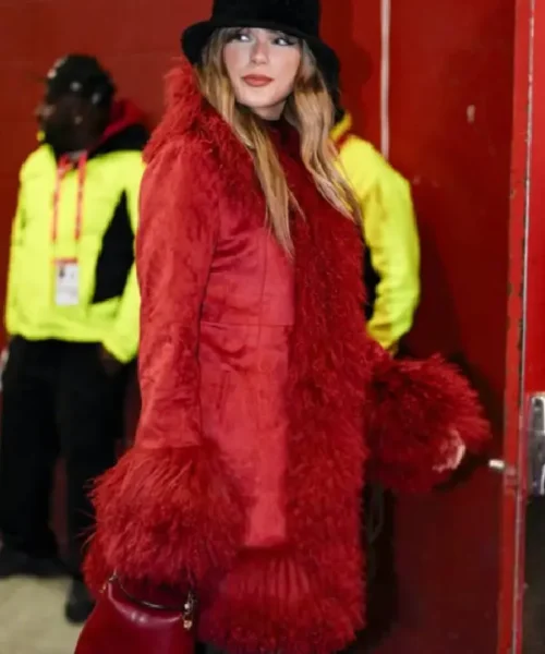 Taylor Swift Chiefs Game Red Fur Coat