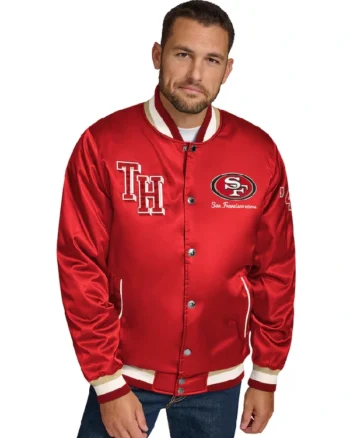 Tommy Hilfiger Scarlet San Francisco 49ers Full-Zip Varsity Jacket