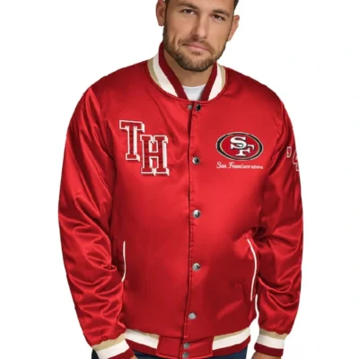 Tommy Hilfiger Scarlet San Francisco 49ers Full-Zip Varsity Jacket