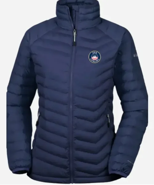 USA Curling Columbia 2025 Blue Quilted Jacket