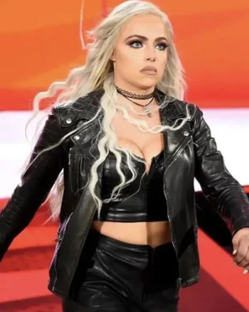 WWE Liv Morgan Black Biker Leather Jacket