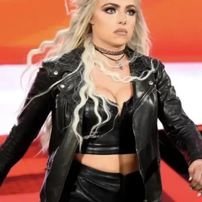 WWE Liv Morgan Black Biker Leather Jacket