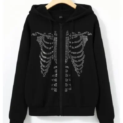 Y2K Rhinestone Skeleton Hoodie