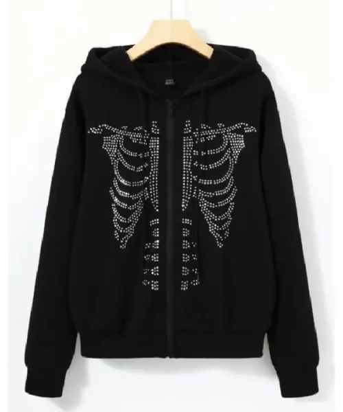 Y2K Rhinestone Skeleton Hoodie