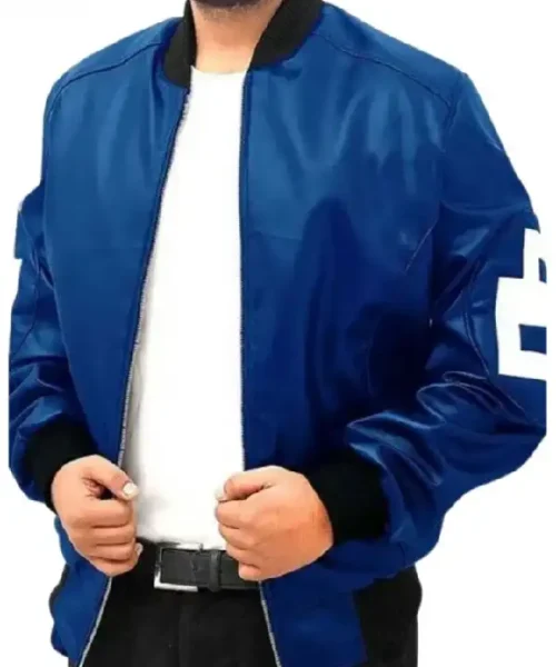 8 Ball Blue Leather Bomber Jacket