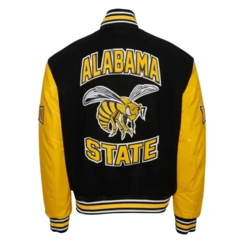 Alabama State University Black and Gold Varsity Jacket - Image 2