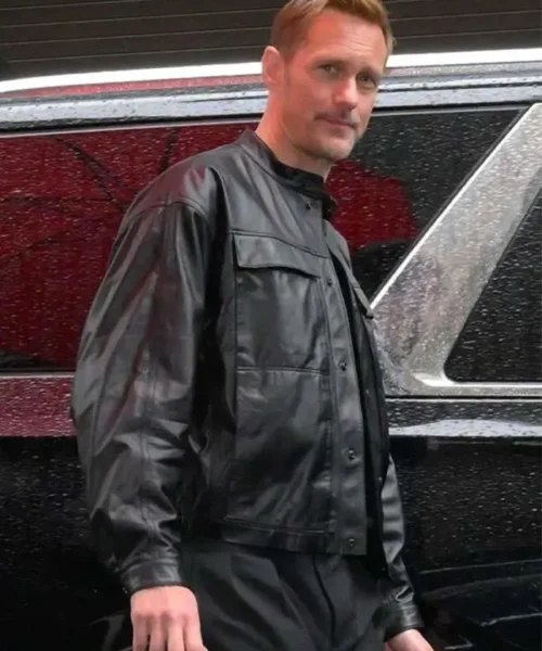 Alexander Skarsgard Murderbot S01 Black Leather Jacket