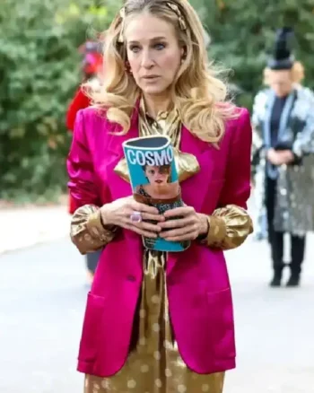 And Just Like That S02 Carrie Bradshaw Pink Silk Blazer