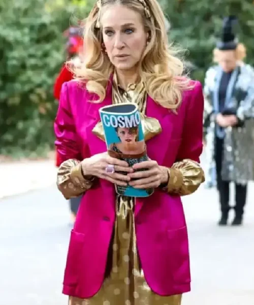 And Just Like That S02 Carrie Bradshaw Pink Silk Blazer