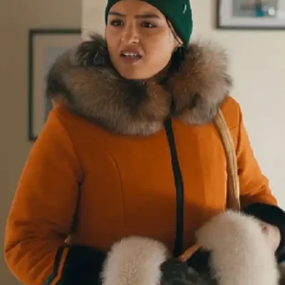 Anna Lambe North of North Fur Collar Orange Coat
