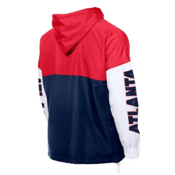 Atlanta Braves Color Block Navy-Red Hoodie Windbreaker - Image 2