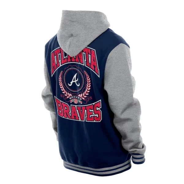 Atlanta Braves Throwback Prep Full-Snap Navy Fleece Hoodie Jacket