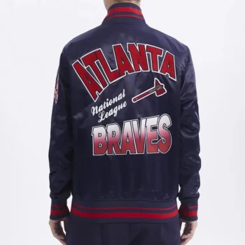 Atlanta Braves Turn It Up M Classic Rib Navy Full-Snap Satin Jacket