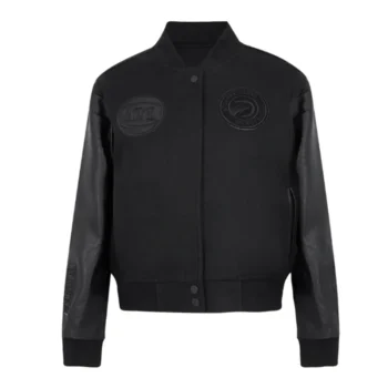 Atlanta Hawks Triple Black Varsity Wool-Leather Jacket