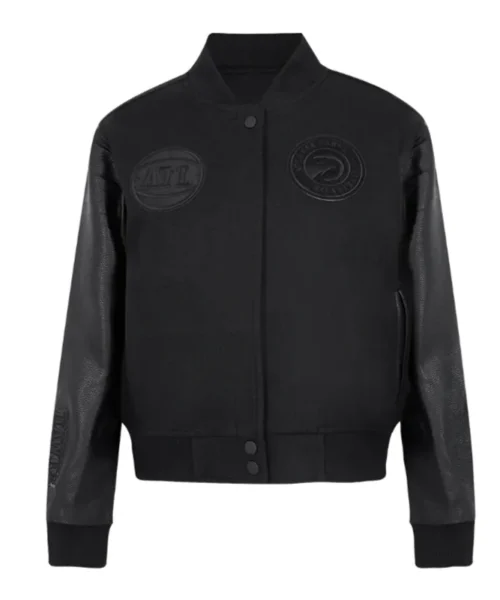 Atlanta Hawks Triple Black Varsity Wool-Leather Jacket