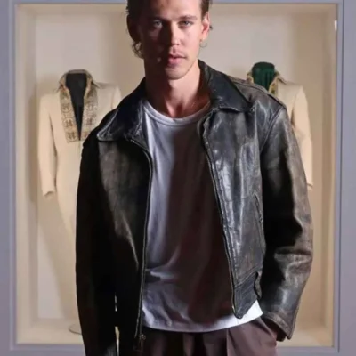 Austin Butler Black Distressed Leather Jacket