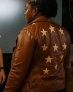 Ballard Samira Parker Brown Leather Biker Jacket sale