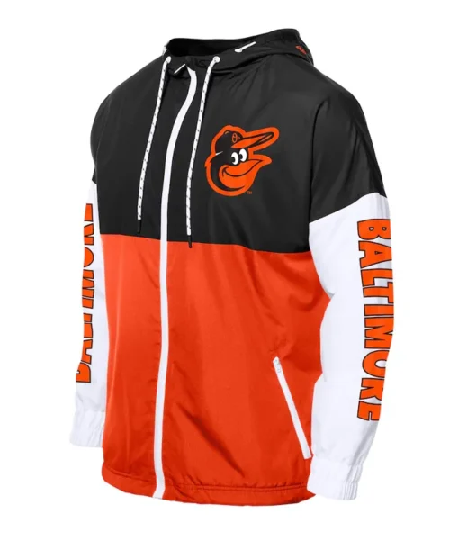 Baltimore Orioles Color Block Orange-Black Hoodie Windbreaker