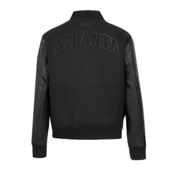Black Atlanta Hawks Triple Varsity Wool-Leather Jacket