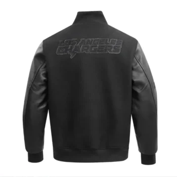 Black Los Angeles Chargers Triple Varsity Wool-Leather Jacket