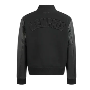 Black Memphis Grizzlies Triple Varsity Wool-Leather Jacket